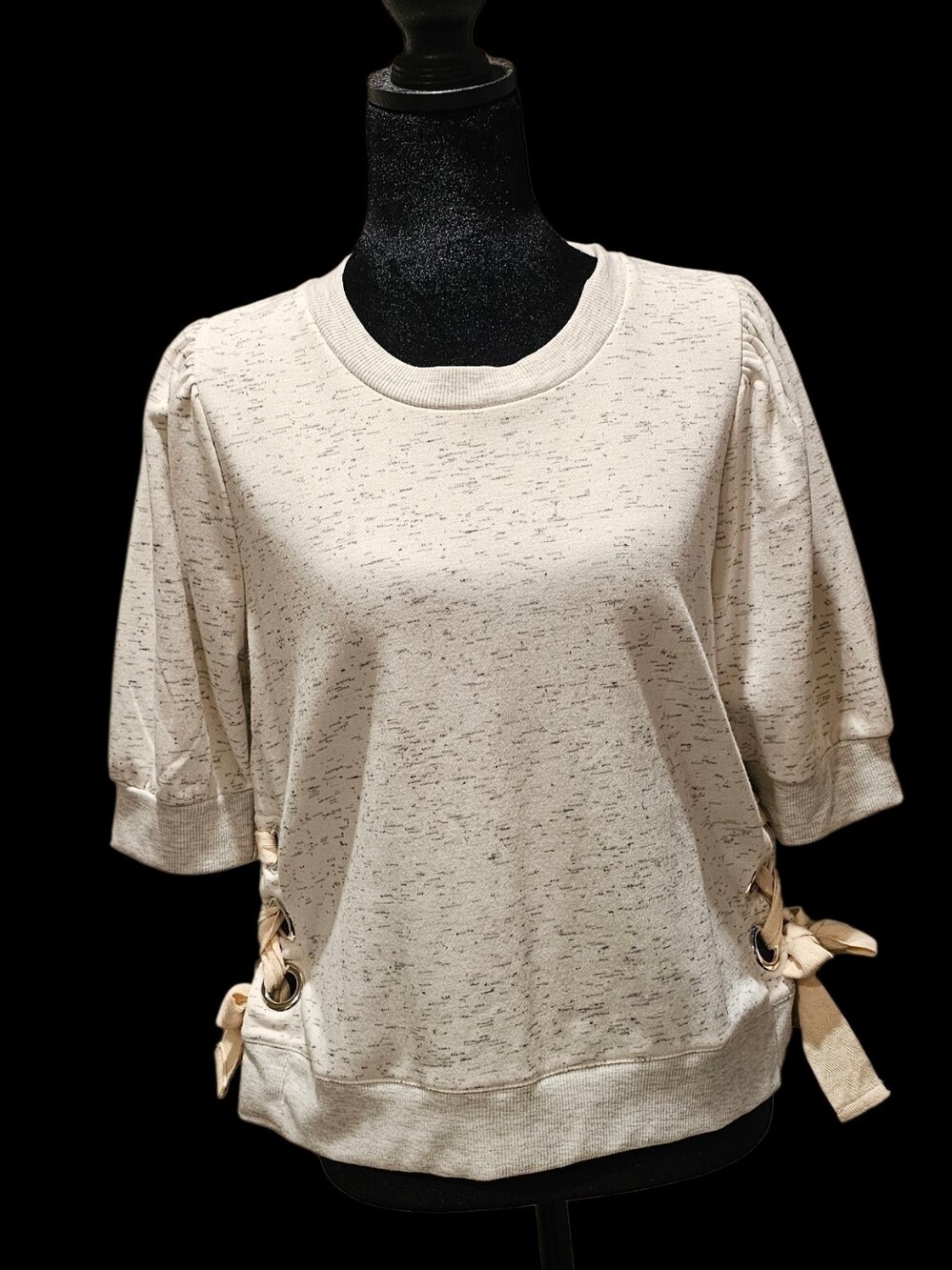 😍Nicole Miller- Soft Cream Pullover Top with Side Ties